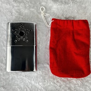 Vintage Star Pattern Metal Hand Warmer w/ Red Cloth Bag