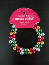 Holly Jolly Colorful Jingle Bells Christmas Bracelet New