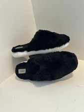 Tom  s Alpargata Mallow Mule Black Faux Fur Cozy Slippers Womans Size 9 EU 40 