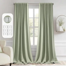 MIULEE Back Tab Sage Green Curtains 96 Inch Long 2 Panels Set for Living Room...