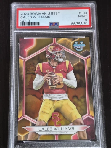 Caleb Williams 2023 Bowman University Best #100 Gold Refractor /50 PSA 9