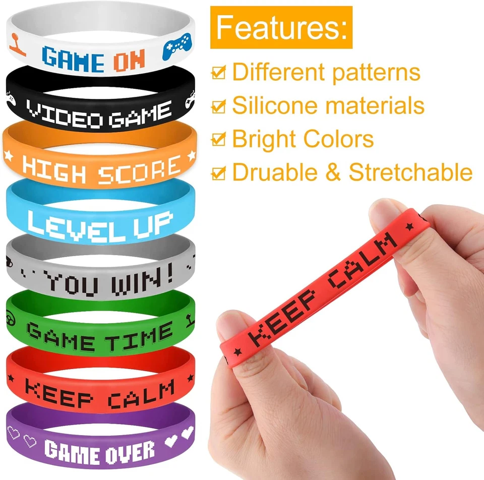 32 Pieces Video Game Rubber Wristband Colored Bracelets for Game Theme Party Kid - Image 4 of 4