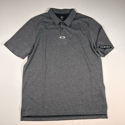 Oakley Polo Shirt Mens XL Gray Center Logo Logo Mesh Performance Golf