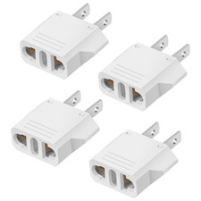 4 Pack European to US Plug Adapter, 220V 110V Adapter White