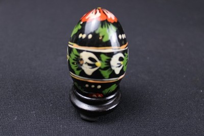 Vintage Hand Painted Wood Easter Egg with stand 2 3/4'' H
