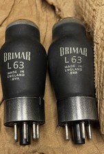VERY RARE NOS GLASS TUBES MATCH PAIR L63 / 6J5G BRIMAR VINTAGE 1950'S  GETTERS