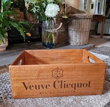 Veuve Clitquot Champagne Scatola in Legno con Manici Stile Vintage Lunga 35 cm Nuova