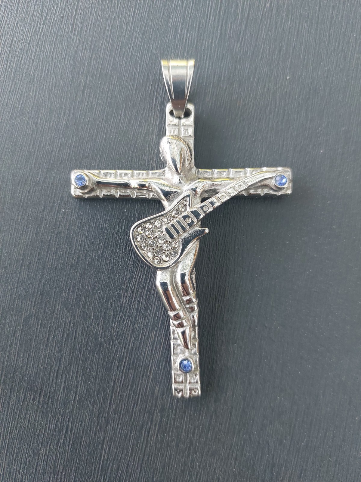 Pendentif guitare rock avec chaîne 3 mm idée cadeau originale pour guitariste