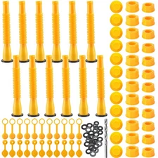 12 Kit Gas Can Spout Replacement with Screw Collar Caps Gasket Stopper and 2 ...