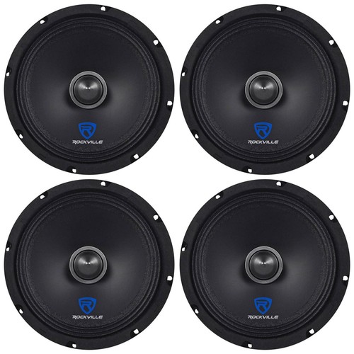 (4) Rockville RXM84 8" 1000w 4 Ohm Mid-Range Drivers Car Speakers, Mid-Bass