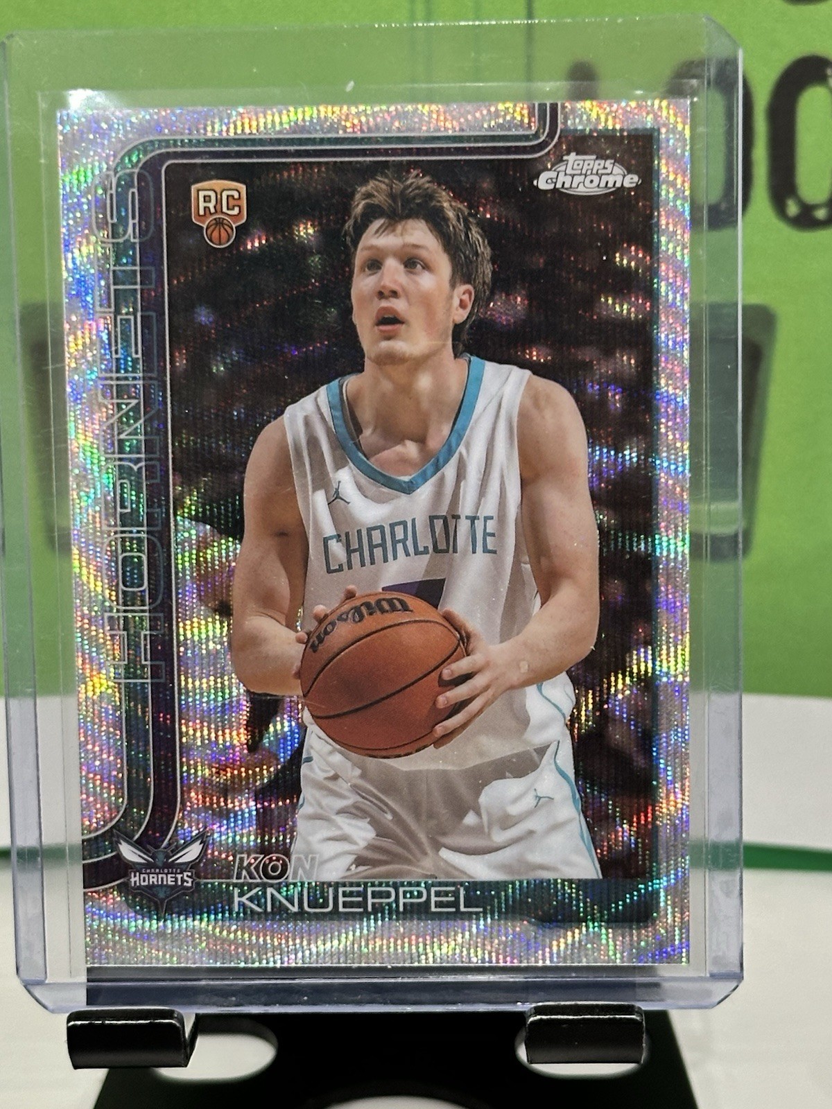 2025-26 Topps Chrome Basketball Kon Knueppel Wave Refractor SSP RC #254 Hornets