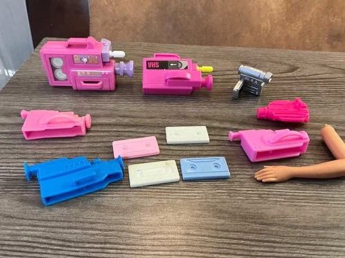 Vintage Mattel Barbie Doll Video Camera Wind Up Camcorder VCR  11 Piece Lot