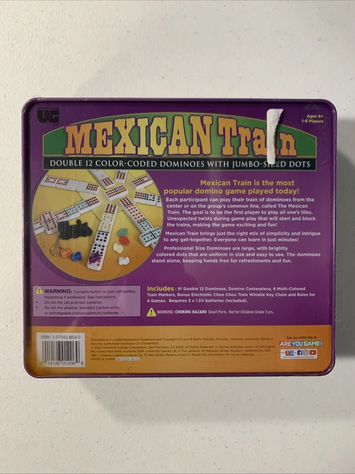 Nuevo Juego de Dominó Tren Mexicano con Llavero Silbato de Bonificación Juegos Universitarios Foto 2 de 4