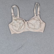 Lilyette Women Bra 36D Beige 418 Minimizer Underwired Lace Strap Unlined
