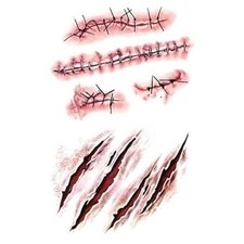 20 Sheets Halloween Body Face Scar Realistic Temporary Tattoos Stickers Horror