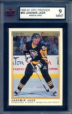 1990-91 OPC Premier Hockey #50 Jaromir Jagr RC Graded KSA 9 MINT Penguins Rookie