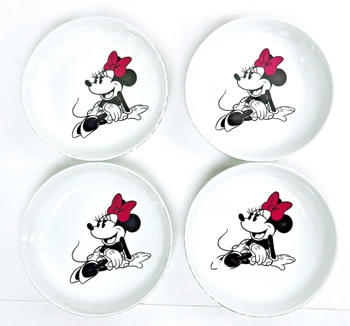 Ceramic Dinner Bowls Disney Minnie Mouse inch White Black Pink Set of