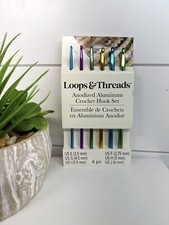 LOOPS  THREADS CROCHET HOOK SET 6-PIECE E-J  ANODIZED Aluminum Hooks Set NEW