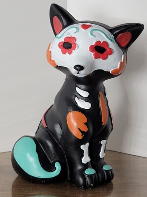 Day of the Dead Adorable Sugar Skull Fox Dia De Los Muertos figurine