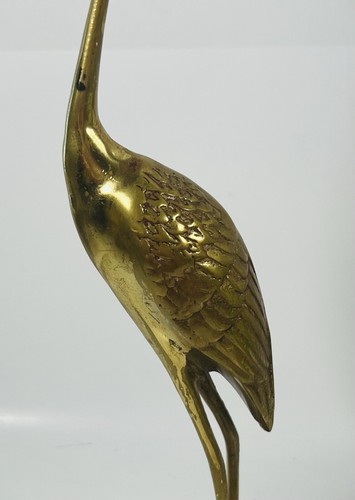 Vintage Brass Crane Heron Egret Figurine 11.5" Figure MCM decor Korea Damage - Picture 9 of 11