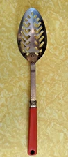 Vintage Maid of Honor Slotted Spoon Stainless Red Handle Strainer Spoon 11.5"