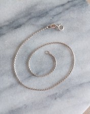 Vintage Sterling Silver 925 Delicate Chain Anklet Sz Medium / Large 10.25" Long