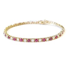 5.00 Ct Ruby & Diamond Tennis Bracelets In Yellow Gold