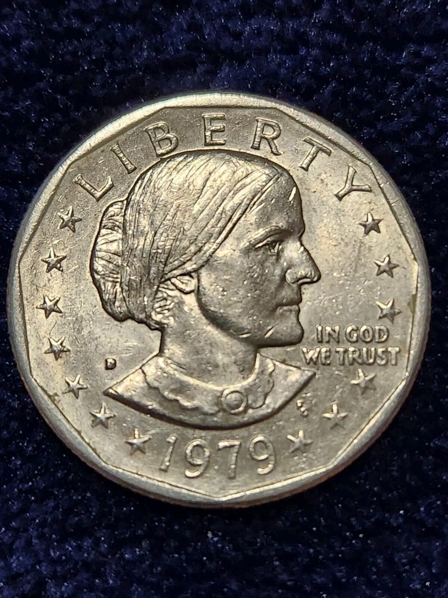1979 D Susan B Anthony Dollar RARE Error Filled D Dot FG Error & E