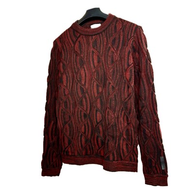 Carlo Colucci Limited Edition Sweater Wool Blend Red Pattern Size