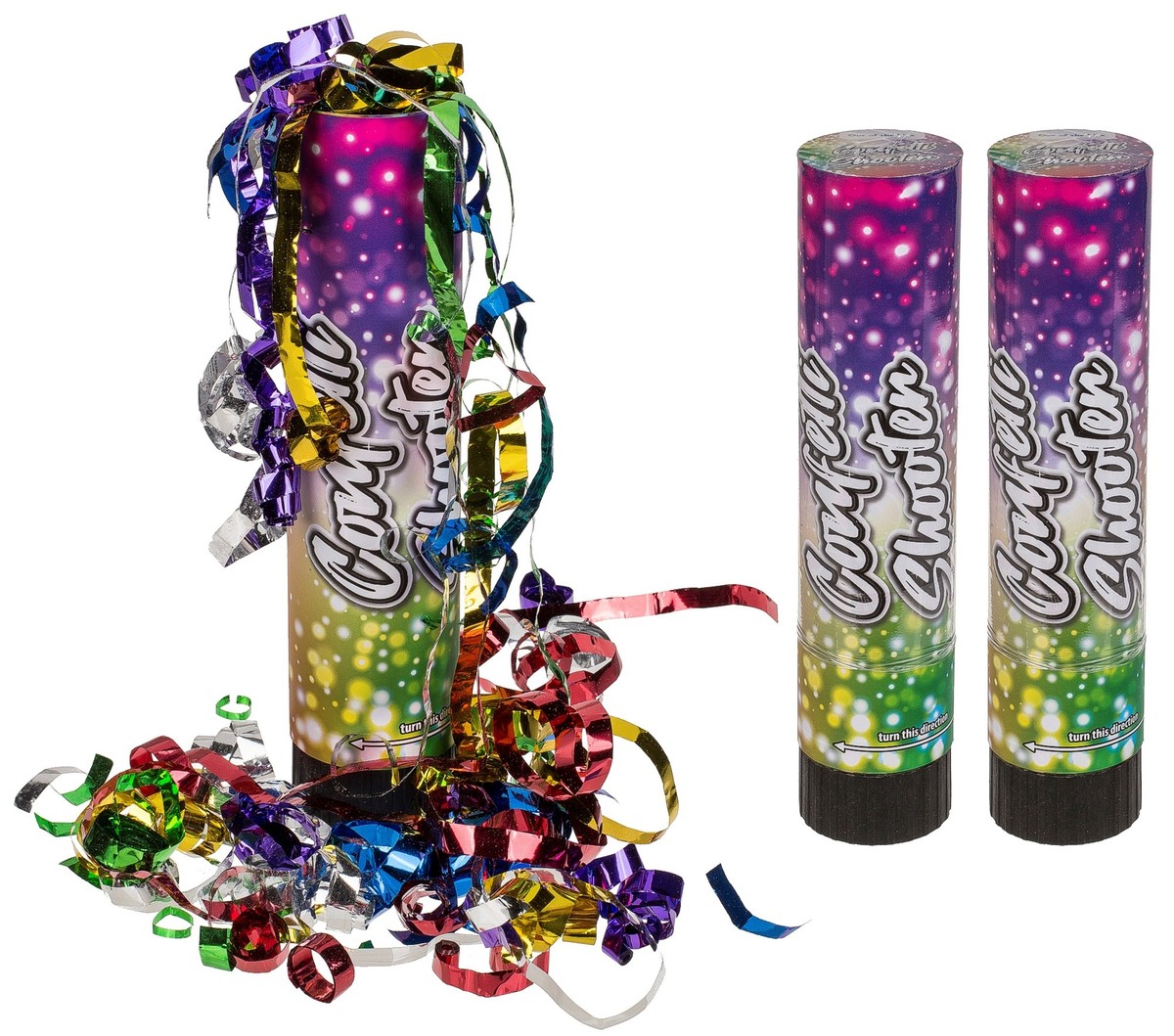 6 Party Popper Konfettikanonen – 20 Cm, Mit Drehmechanismus, Für Geburtstage & Feiern