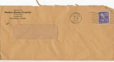 U.S. WESTERN ELECTRIC COMPANY, Inc. Haverhill, Mass. 1946 Stamp Cover Ref 47136