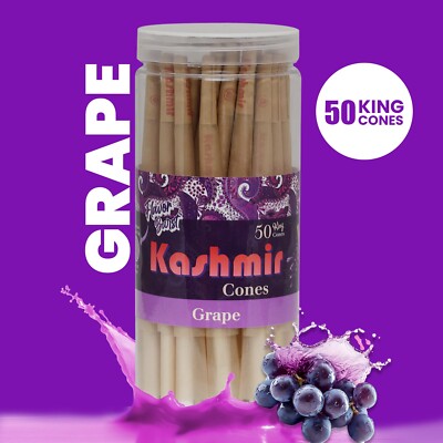 Pre Rolled Cones King Size Grape Flavored Rolled Paper Cone 50 Ct Jar by Kashmir