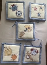 5-Piece Sports-Themed Soft Wall Hanging Nursery Decor 10" x 10"