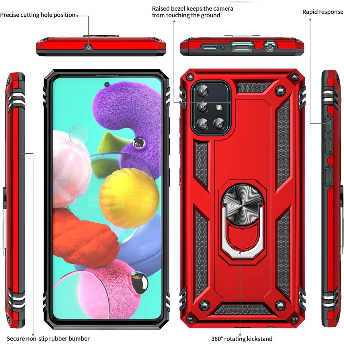 For Samsung Galaxy A51 5G Ring Case Magnetic Support Metal Stand