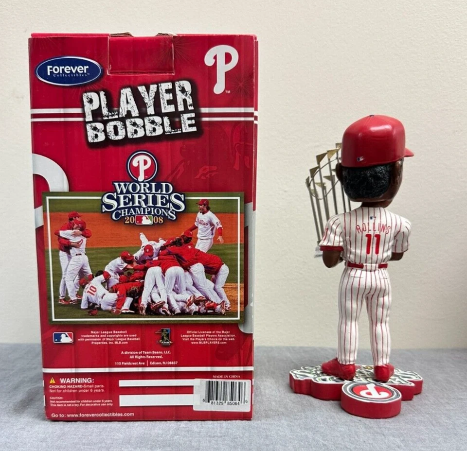 MLB Phillies Jimmy Rollins 2008 World Series Champions Trophy Bobblehead - Image 3 of 4