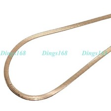 Real 18K Rose Gold Filled 24 inch 4mm Medium-Width Herringbone Chain Necklace