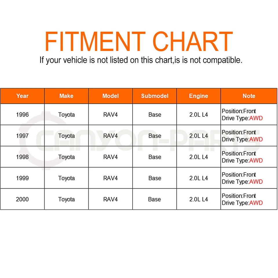 Front LH RH Pair CV Axle Shaft Assembly for 1996-1999 2000 Toyota RAV4 2.0L AWD - Image 2 of 4