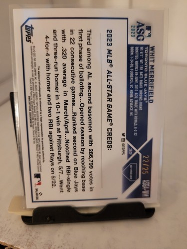 2023 TOPPS CHROME UPDATE ALL STAR GAME WHIT MERRIFIELD AUTO /25 ORANGE REFRACTOR - Picture 2 of 2