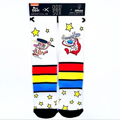 Odd Sox Ren and Stimpy Crew Socks Mens Womens Nickelodeon Retro 90s