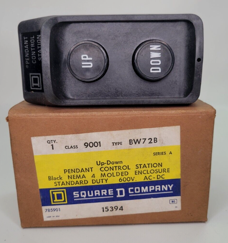Vtg NIB Square D Up Down Pendant Control Station Black 9001 BW72B | eBay