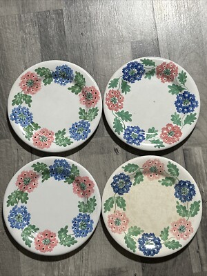 Lot of 4 Mondovi Richard Ginori / SC Richard Floral Pattern Ceramic Saucers