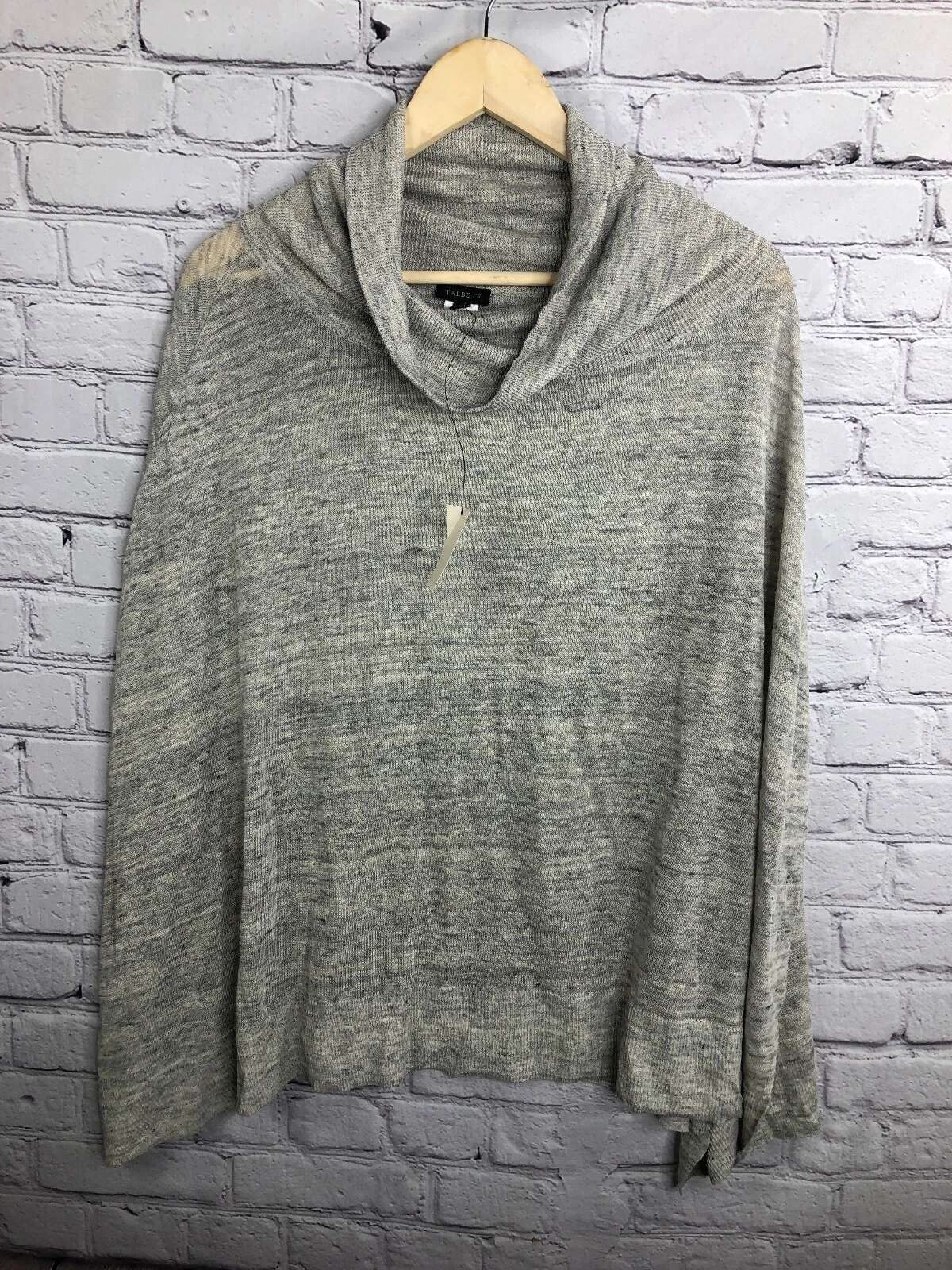 Talbots Sweater Poncho Cape Women Small Linen Blend Cowl Neck Shawl Pullover Top