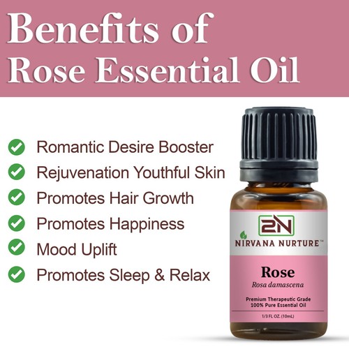 Rose Essential Oil 100 % Pure Natural Premium Therapeutic Grade - Picture 3 of 9
