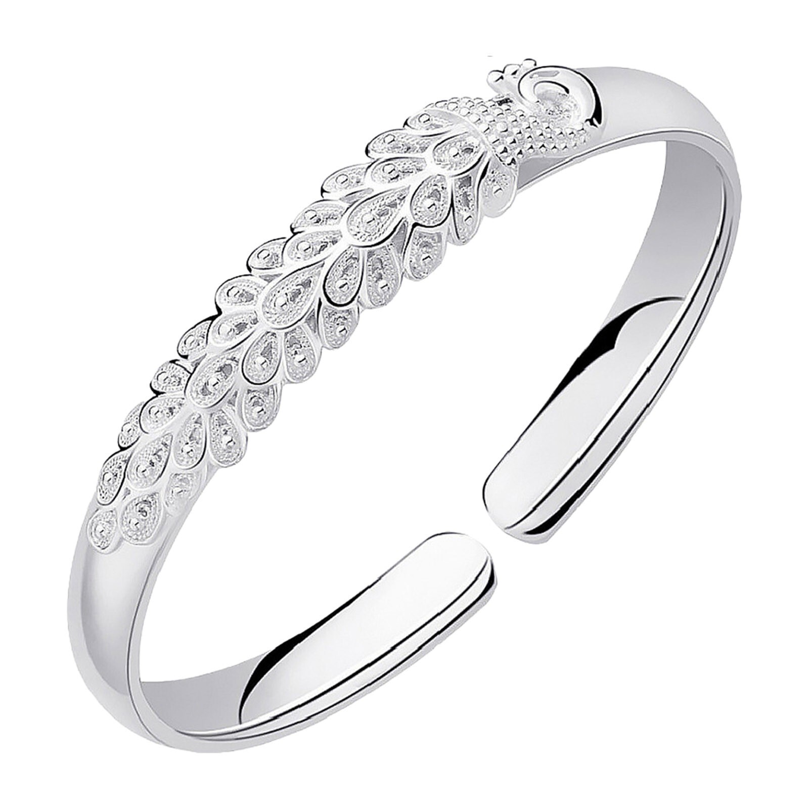 Silver Adjustable Cuff Bangle Bracelet for Women Mothers Day Birthday Gift