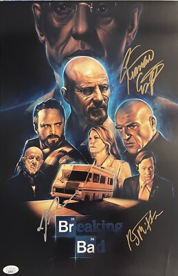 Giancarlo Esposito Jesse Plemons RJ Mitte Signed 12x18 Breaking