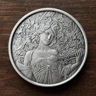 1 oz Antiqued Silver Mucha Collection #4 Champagne White Star / COA #0406