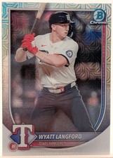 Topps 2025 Bowman Chrome Mojo Refractor Wyatt Langford #33 Texas Rangers