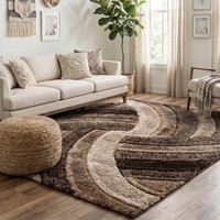 Shaggy Area Rugs Shimmer Modern Soft Swirl Design Hand Carved Shiny Living Room
