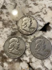 1958/59/60 Franklin 90% Silver Halves, Circ, Denver, NO RESERVE, low start bid