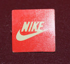 1980's NIKE Swoosh Logo Orange Square Pinback Button Pin Made in Taiwan — photo 2